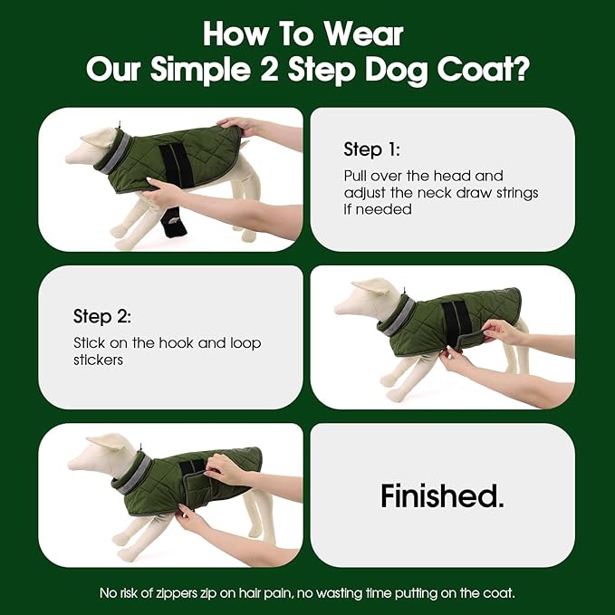 Dog Winter Coat Warm Padded Puppy Jacket Windproof Water Resistant Clothes for Small Medium Large Pets Christmas Sweater Outfit Vest(Green, XL)
