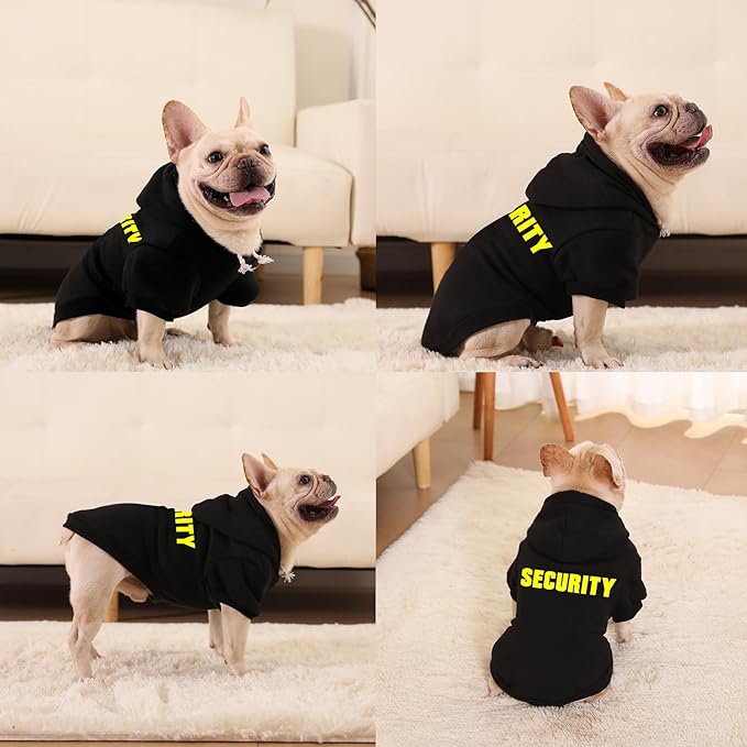 EXPAWLORER Security Dog Hoodie Puppy Sweater - Dog Sweatshirt Soft Fleece Lined Pet Clothes, Cold Weather Hooded Jacket Coat Keep Warm for Small Medium Large Dogs Cat, Small