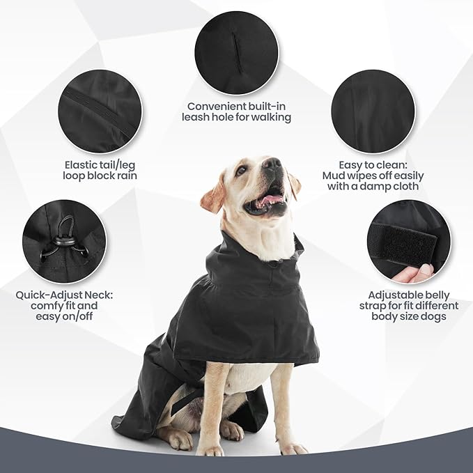 Nanaki Small Dog Raincoat with Leash Hole, Reflective Pet Hooded Rain Ponchos for Rainny Snow Foggy Days,Windproof Waterproof Dog Coat Jacket Vest for Outdoor Hiking Walking Hunting Black S