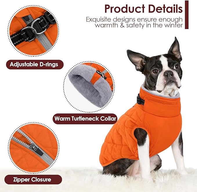 AOFITEE Small Dog Winter Coat, Waterproof Dog Winter Jacket with Zipper & Fleece Collar, Reflective Dogs Puffer Jacket, Small Pet Snow Coat Snowsuit for Yorkshire, West Highland