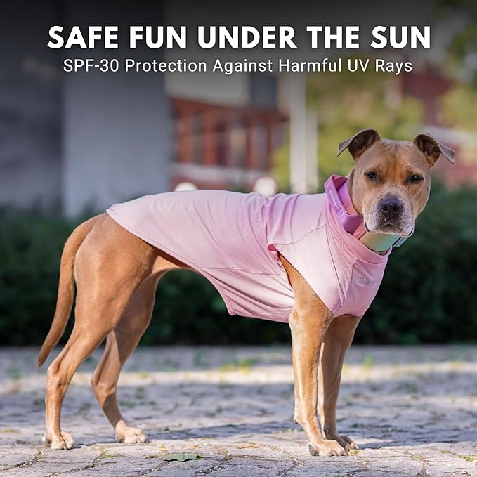 Spark Paws Sunblock Dog T-Shirt, SPF30 Protection, Lightweight Breathable Quick Dry for Dogs with Sensitive Skin - Purple & Pink (Set of 2) - 5XL