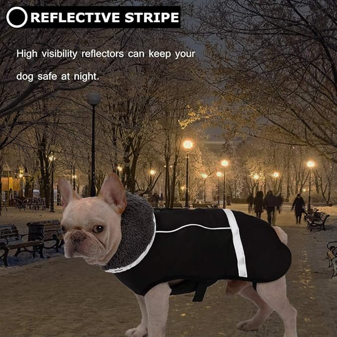 QBLEEV Warm Dog Coat Reflective Dog Jacket, Waterproof Dog Winter Coat Turtleneck Dog Clothes for Cold Weather, Thick Fleece Dog Snowsuit Christmas Dog Vest Pet Apparel for Small Medium Large Dogs 2XL