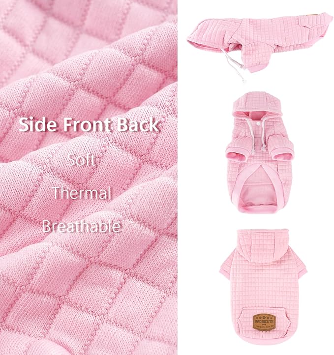 2 Pack Dog Hoodie Sweaters for Small Medium Dogs Warm Dog Clothes for Large Dogs Soft Waffle-Like Laminated Sweatshirt Bulldog (Pink+Purple, XXL (Back: 26",Chest: 34.5", Neck: 25"))