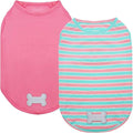 KYEESE 2Pack Dog Shirts Striped T Shirt Soft Tee for Small Dogs Cotton Tank Top Lightweight Sleeveless Vest Dog Clothes, Small,Pink+Striped