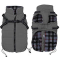 Geyecete Winter Warm Coat Waterproof Dog Winter Jacket with Harness Traction Belt,Pet Outdoor Jacket Dog Autumn and Winter Clothes for Medium, Small Dog-Gray-L