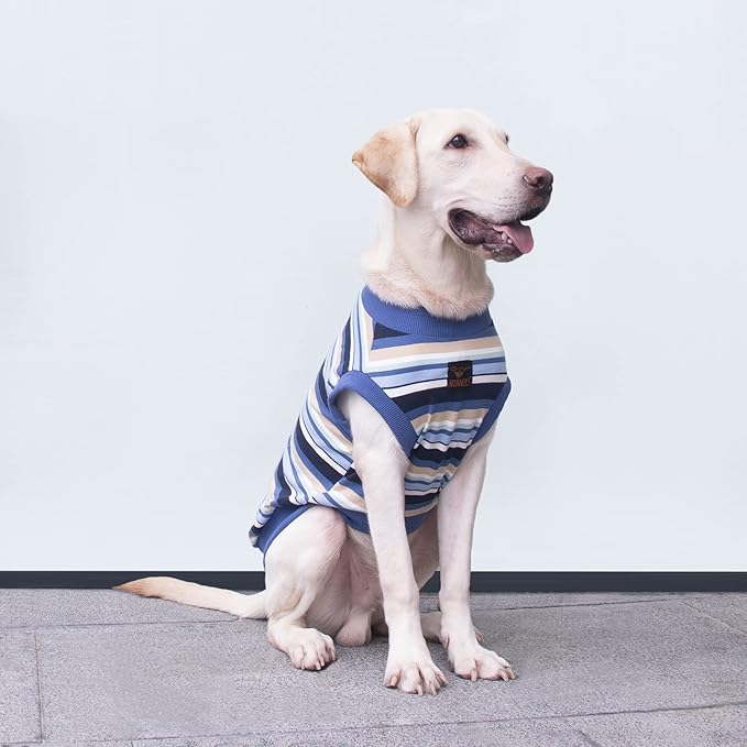 Extra Large Dog T Shirts Clothes Sleeveless Tank Top Vest for Labrador Rottweiler Great Dane, Blue, 6X-Large