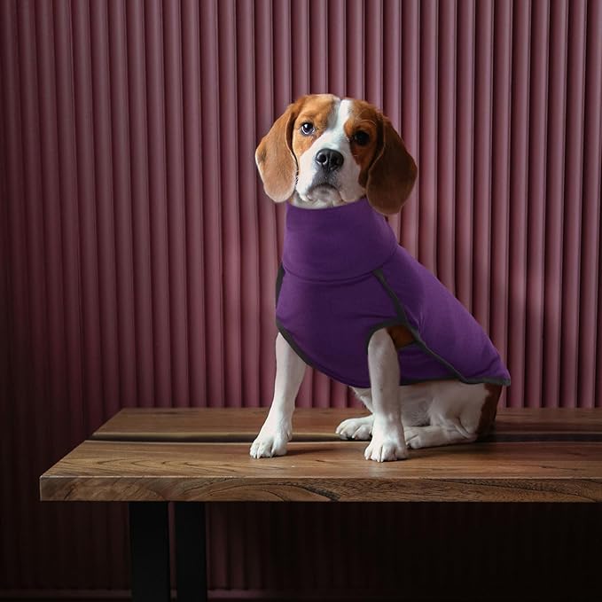 ROZKITCH Dog Sweaters for Medium Dogs Girl, Pet Windproof Warm Cold Weather Jacket Vest Cozy Jumpsuit Apparel Outfit Clothes for Walking Hiking Travel Sleep Purple M