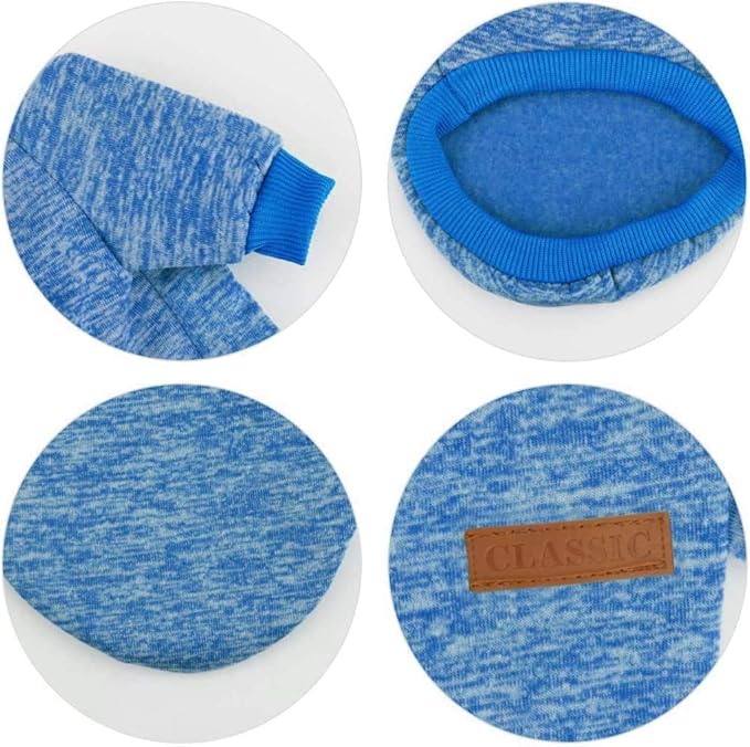 Idepet Pet Dog Classic Knitwear Sweater,Fleece Coat for Small,Medium,Large Dog,Warm Pet Dog Cat Clothes,Soft Puppy Customes (L, Blue)
