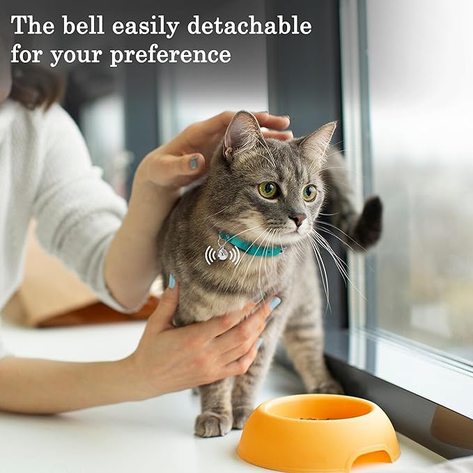 OOPSDOGGY Cat Collar for AirTag Holder, Leather Kitten Collars with Elastic Strap & Bell, Non Breakaway Adjustable Small Pet Collars for Indoor & Outdoor for Boy, Girl (Yellow)