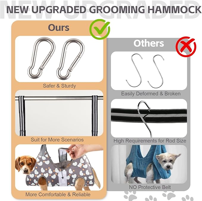 Dog Grooming Hammock for Small Dogs Cat, Dog Grooming Harness for Nail Trimming, Pet Grooming Hammock Sling for Cutting Nails with Nail Clippers, Nail File