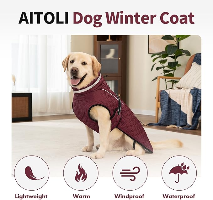 Dog Winter Coat for Small Medium Dogs, Reflective Dog Winter Jacket, Thick Fleece Snowsuit & Christmas Vest, Warm Water-Resistant Puppy Coat, Small Doggie Jackets for Cold Weather