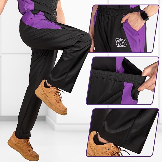 Noverlife Breathable Grooming Pants, XL Size, Anti-Static Pet Beautician Trousers with 2 Pockets, Dog Cat Groomer Cosmetologist Uniforms, Soft Pet Groomer Trousers, Splash Proof Trousers for Pet Store