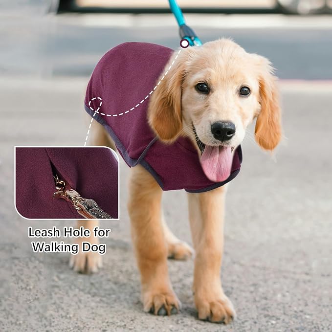 ROZKITCH Dog Winter Coat Soft Pullover Pajamas, Pet Windproof Warm Cold Weather Jacket Vest Cozy Jumpsuit Apparel Outfit Clothes for Walking Hiking Travel Sleep Red 2XS