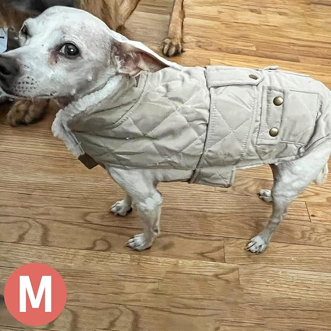 KYEESE Dog Coat Warm Pet Winter Puffer Coat with Leash Hole Waterproof Dogs Jacket with Fleece Lined Thick Cat Clothes with Pocket Windproof Dog Coats for Small Dogs Soft Pet Sweater for Cold Weather