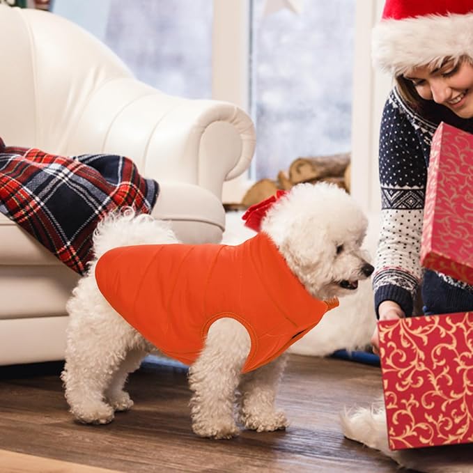 ASENKU Dog Winter Coat - Waterproof Windproof Dog Jacket, Warm Snowproof Doggie Puffer Vest for Cold Weather, Lightweight Snow Coats for Small Medium Large Dogs (Orange, 3XL)