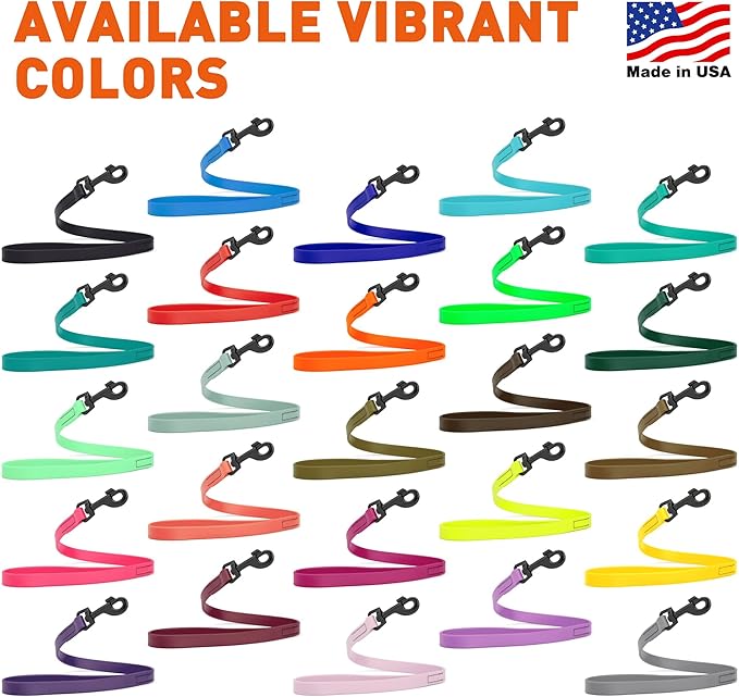 Dogline Biothane Waterproof Dog Leash Strong Coated Nylon Webbing with Black Hardware Odor-Proof Easy to Clean High Performance for Small or Large Dogs Made in USA 2 ft Lead, Sea Foam Green