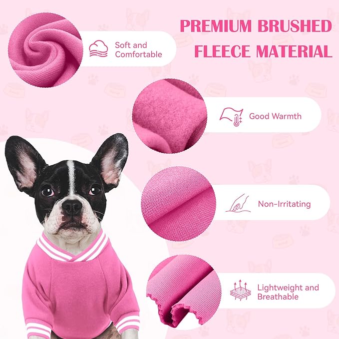 Dog Sweaters for Large Dogs, Brushed Fleece Dog Sweater Baseball Jacket Large Pet Sweater Clothes Soft Warm Boy Girl Pet(Pink-L)
