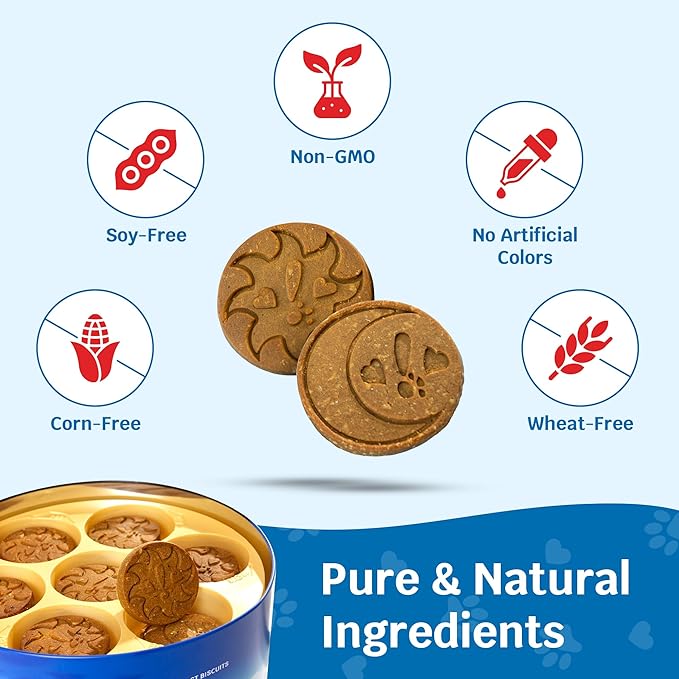 Shmush! Morning & Night Healthy Dog Biscuits – 100% All Natural Dog Treats Superfood with Blueberries, Colostrum & Moringa - Vet Formulated, Non-GMO, USA Made, Grain Free Cookies for Dogs - 14 Count