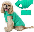 Medium Dog Jacket with Zipper, Dog Winter Coats for Medium Dogs, Warm Waterproof Snow Puffer Vest for French Bulldog, Boston Terrier, Cocker, Beagle, Green M