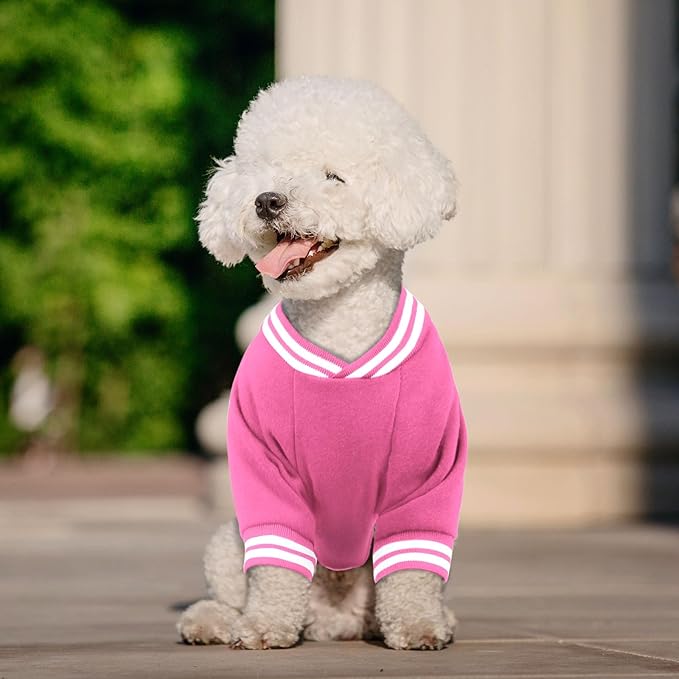 Dog Sweaters for Large Dogs, Brushed Fleece Dog Sweater Baseball Jacket Large Pet Sweater Clothes Soft Warm Boy Girl Pet(Pink-L)
