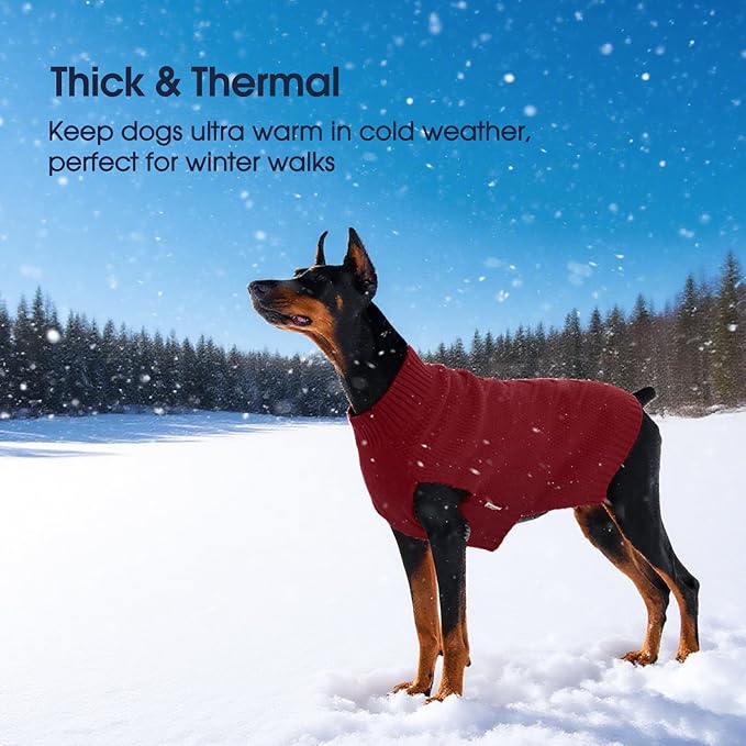 IECOii Dog Sweaters for Large Dogs, XXL Dog Sweater Warm Pullover Vest for Winter, Knitted Sweatshirt for Extra Large Dogs Boy Girl, Labradors, Pitbull Sweaters, DarkRed - 2XL