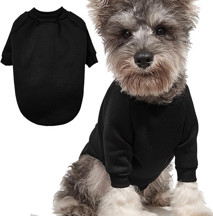 Puppy Sweater for Small Dogs Clothes Warm Winter Cat Clothe Pet Sweatshirt Knitwear Doggie Kitten Clothing, Black, X-Small