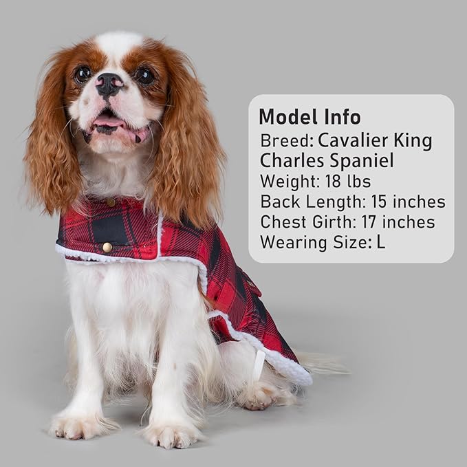 KYEESE Dog Coat Thick Dog Coats for Medium Dogs Soft Dogs Jacket with Pocket Waterproof Cat Clothes for Cold Weather Windproof Pet Sweater with Fleece Lined Warm Pet Winter Puffer Coat with Leash Hole