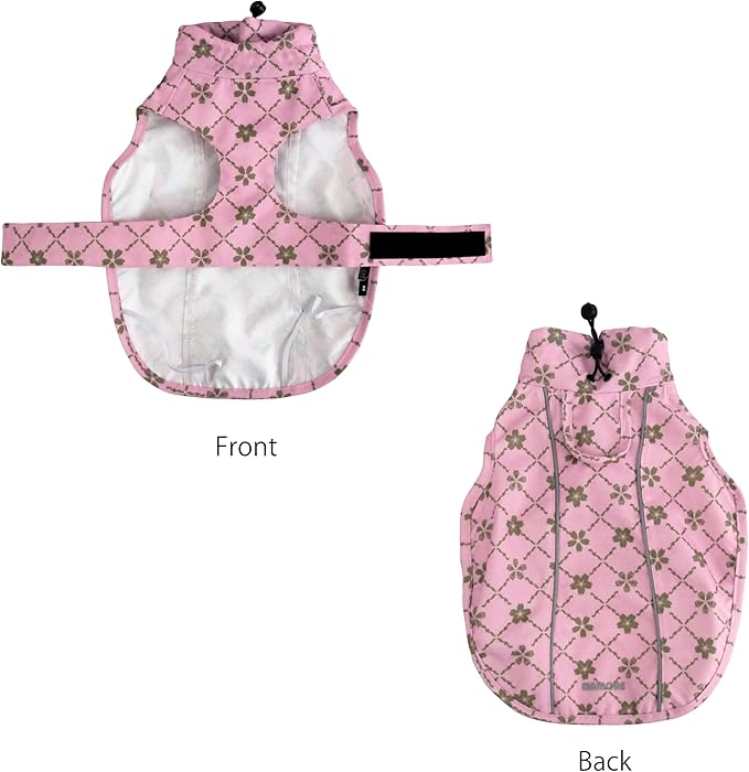Adjustable Waterproof Dog Raincoat for Dogs,Lightweight Pet Rain Jacket Puppy Clothes with Reflective Strip for Small Medium Large Dogs(Small,Gold Cheery Blossoms Pink)
