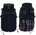 Geyecete Winter Warm Coat Waterproof Dog Jacket with Harness Traction Belt, Pet Outdoor Jacket Dog Autumn and Winter Clothes - Navy - L