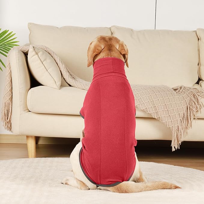 ROZKITCH Dog Winter Coat Soft Pullover Pajamas, Pet Windproof Warm Cold Weather Jacket Vest Cozy Jumpsuit Apparel Outfit Clothes for for Chritmas Walking Sleep BrightRed M