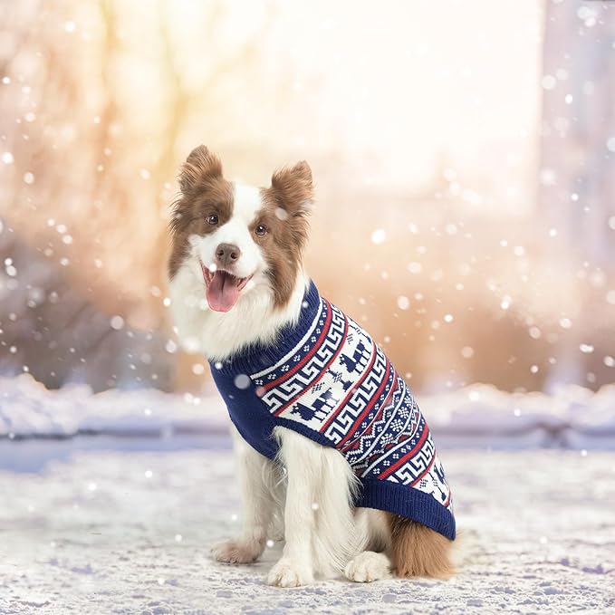 SCENEREAL Turtleneck Dog Sweater for Small Medium Large Dogs Girls Boys, Knit Pet Pullover Puppy Clothes Cold Weather Coats, Holiday Outfits Sweatshirt for Christmas, Navy ML