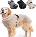 Adjustable Dog Coat with Harness Slot, Waterproof Fleece Lined Winter Jacket, Windproof Reflective Pet Vest for Cold Weather for Small Medium Large Dogs (Beige, Large)