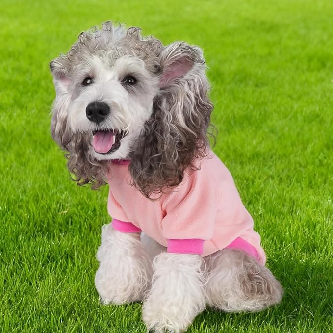 GreenJoy Classic Fleece Dog Sweater – Soft & Warm Stretchy Sweatshirt for Small Dogs & Cats, Cold-Weather Pullover for Everyday Wear (Light Pink, Small)
