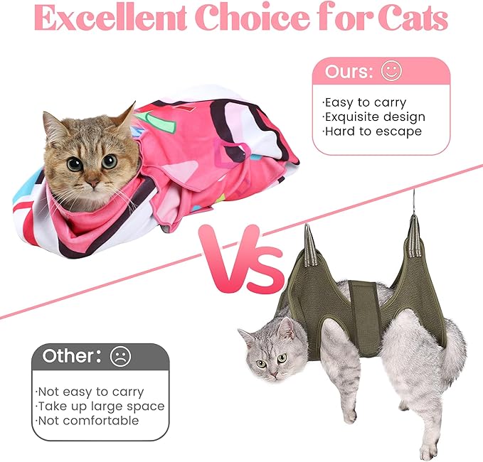 27.6" Cat Wrap for Cutting Nails, Cat Restraint for Nail Clipping, Cat Swaddle Wrap, Cat Burrito Wrap Can Be Applied to Cat Nail Trimming, X-Large, Within 15lbs