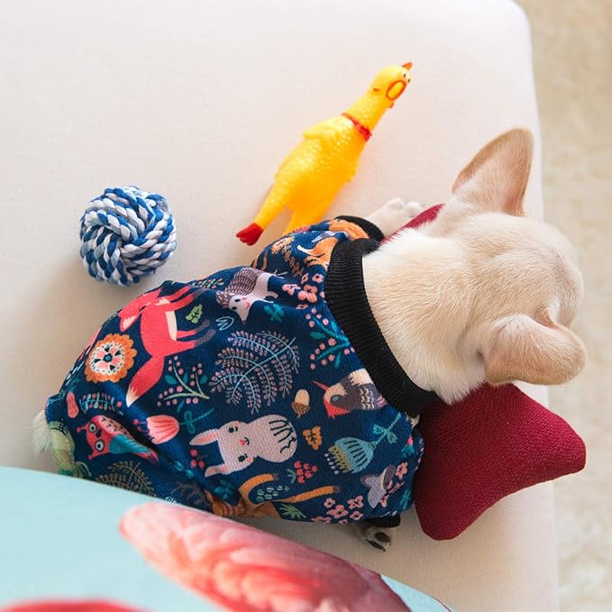 CuteBone Small Dogs Outfit Soft Puppy Onesies Pjs Dog Pajamas Pet Coat Cat Apparel Comfy Doggie Jumpsuit Bodysuit for All Seasons P75S