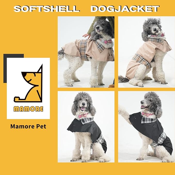 MAMORE Dog Jacket Waterproof Outdoor Vest for Smal Medium Large Dogs, Windproof Adjustable Breathable Lightweight Fashion Casual Dog Clothes (Khaki, XX-Large)