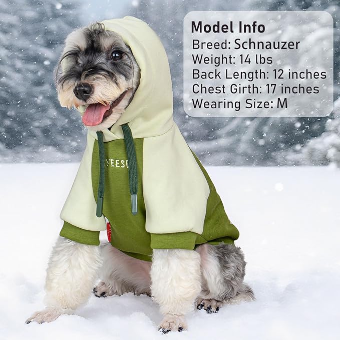 KYEESE Dog Hoodie Stretchy Dog Clothes for Small Dogs Soft Pet Sweatshirt with Drawstring Comfort Cat Sweater Cat Coat with Leash Hole Warm Pet Clothes Dogs Winter Coat for Cold Weather