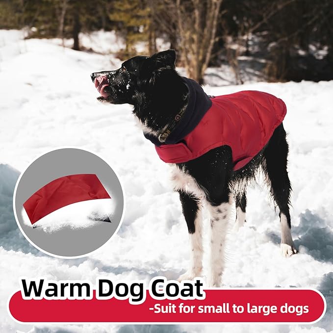 Nanaki Easy On Adjustable Pet Winter Coat Vest-Cold Weather XL Dog Coats with Hood, Warm Reflective Dog Puffer Vest Snowsuit for Pitbull, Soft Lightweight Puffer Coat for Outdoor Activities, Red