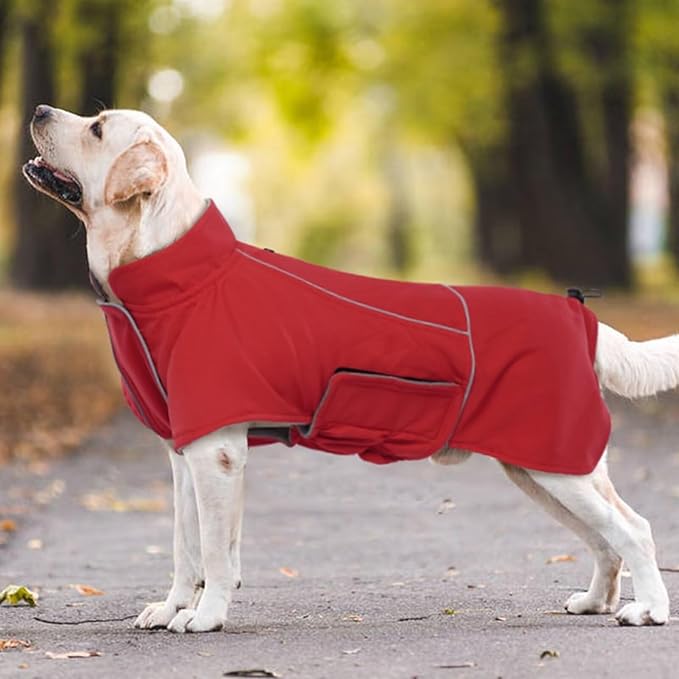 MIGOHI Dog Winter Jacket,Dog Coat Waterproof,4XL Winter Snow Coat with Fleece Lining for Large Dogs Boys Girls,Snowproof Pet Jacket,Great Dane,Mastiff,Red