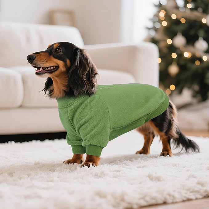 BRKURLEG Dog Sweater Warm Soft Fleece Dogs Sweaters, Turtleneck Sweatshirt for Small Medium Large Dogs, Dog Winter Coat, Christmas Pet Jacket with Zipper Cold Weather Coat (Green, XXL)