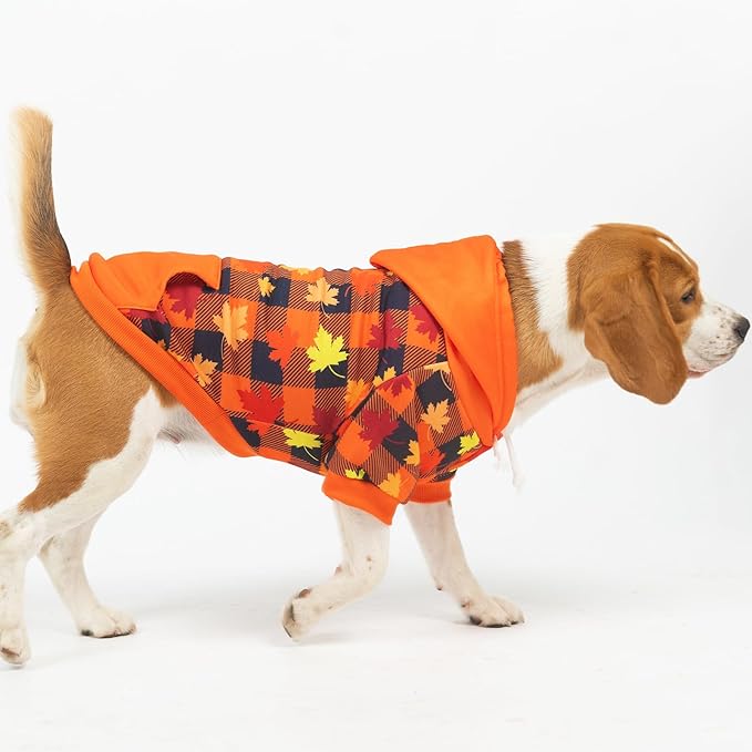 PUPTECK Fall Winter Dog Hoodie Pet Sweatshirt Soft Warm Clothes Fleece Lined with Hat for Small Medium Large Dogs, Pocket Design, Brown S