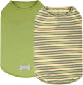 KYEESE 2Pack Dog Shirts Striped T Shirt Soft Tee for Small Dogs Cotton Tank Top Lightweight Sleeveless Vest Dog Clothes, Small,Green+Striped