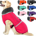 QBLEEV Warm Dog Coat Reflective Dog Jacket, Waterproof Dog Winter Coat Turtleneck Dog Clothes for Cold Weather, Thick Fleece Dog Snowsuit Christmas Dog Vest Pet Apparel for Small Medium Large Dogs L