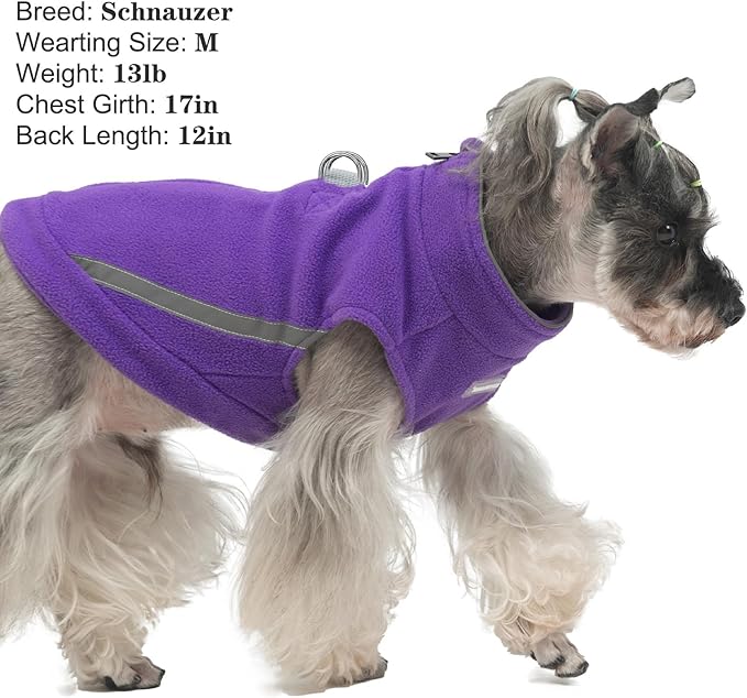 EXPAWLORER Dog Fleece Vest Jacket Sweater for Small Medium Large Dogs, Cold Weather Winter Coat Hoodie with Leash D-Ring and Zipper, Reflective Warm Sleeveless Puppy Clothes for S M L Boys Girls Cats