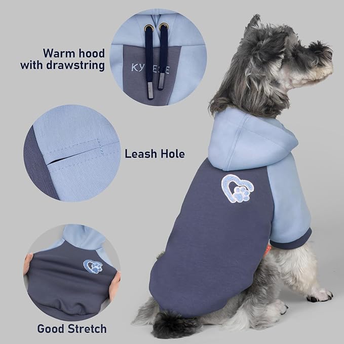 KYEESE Dog Hoodie Stretchy Pet Clothes with Leash Hole Soft Dogs Winter Coat Pets Coat with Drawstring Warm Pets Sweater Comfort Dog Clothes Medium Size Dog Pet Sweatshirt for Cold Weather