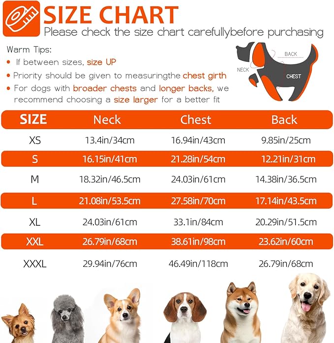 Dog Winter Coat with Harness, Dog Jacket, Pet Clothes with Zipper on Back, Waterproof Windproof Warm Vest, Reflective Cold Weather Coats, for Small Medium Large Dogs, Thick, Orange, XS