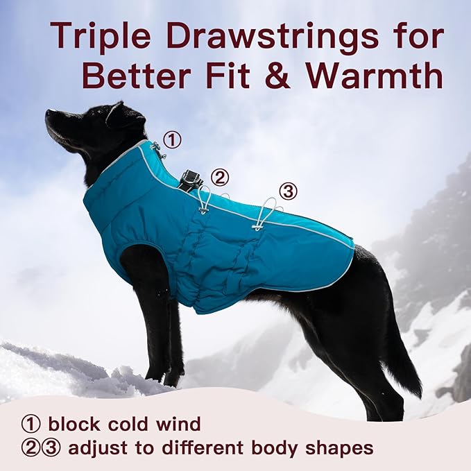 Medium Dog Winter Jacket - Warm Reflective Water-Resistant Snowsuit for Medium Dogs, Green