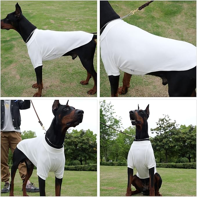 Lovelonglong Ribbed Dog T-Shirt Cotton Knitted Dog Sweaters for All Season Pet T-Shirts for Large Medium Small Dogs Off White XL