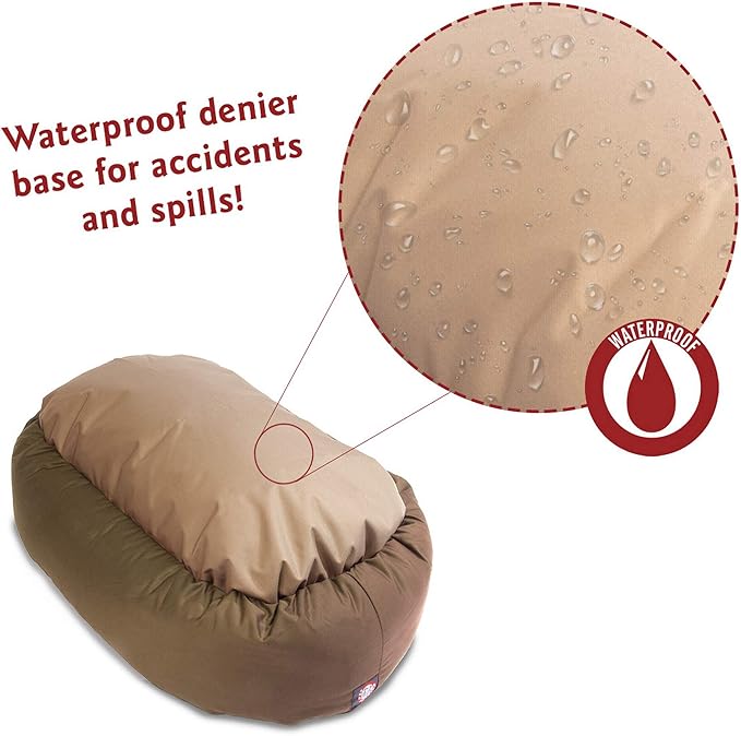 Majestic Pet 40 Inch Bagel Calming Dog Bed Washable – Cozy Soft Round Pet Bed with Spine Support for Dogs to Rest their Head - Fluffy Donut Puppy Bed 40x29x9 (Inch) - Large – Khaki