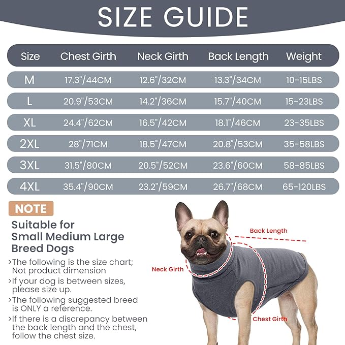 ROZKITCH Dog Sweaters Soft Fleece Pullover Sweatshirt Pajamas, Turtleneck Warm Pet Cold Weather Jacket Stretchy Vest Jumpsuit Apparel Outfit Clothes for Small Medium Large Dogs Walking Sleep Grey 3XL